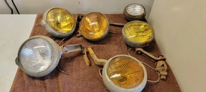 Lot 6 Vintage Car Fog Lights Driving Lamp yellow glass Lens Dietz Unity B-L-C - Foto 1 di 19