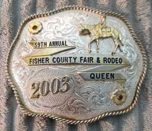 Montana Silversmiths Fisher County Fair Queen 2003 Western Rodeo Belt Buckle - Picture 1 of 11