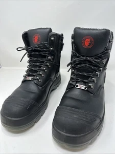 Rock Rooster Herren Größe 12 Schwarz Leder Schnürung Stahlkappe Fußgewölbe Unterstützung Arbeitsstiefel - Bild 1 von 21