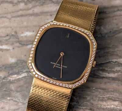 Vintage Audemars Piguet Diamond Set 18k Yellow Gold Octagonal Watch 5471 Rare Foto 1 de 4