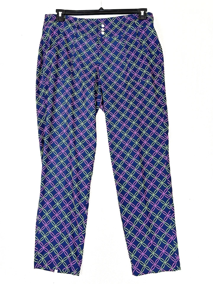 Pantalones de golf Jofit para mujer talla 8 medianos recortados estampado geométrico rosa verde azul Foto 1 de 4