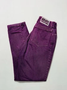 VINTAGE BONGO Jeans Size 7 —25x27High Rise Mom Tapered 80’s Purple Denim USA - Picture 1 of 14