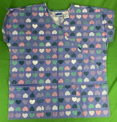 Medium Purple Heart Patterned MHD Scrubs Scrub Top - Image 1 of 4