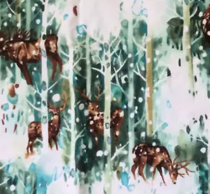 1 Yard Alexander Henry Flannel Fabric Deer Bear Moose in Snow Cabin Camp Western - Picture 1 of 8