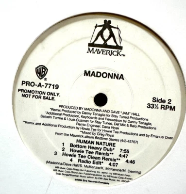 MADONNA HUMAN NATURE 12" RECORD RADIO EDIT PROMO  BEDTIME STORIES CELEBRATION LP - Image 1 of 4