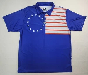 Greater Half Golf Poloshirt Herren L American Patriotic doppelseitige Grafik - Bild 1 von 8