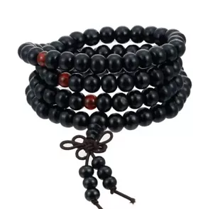 Mala Armband aus Sandelholz-Perlen elastisch gefädelt buddhistisch 108 Perlen - Bild 1 von 4