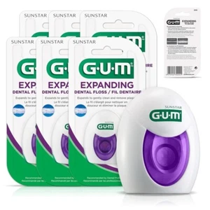 GUM Expanding Dental Floss Waxed Woven Floss Plaque Removal Tight Teeth 6-Pack - Picture 1 of 11