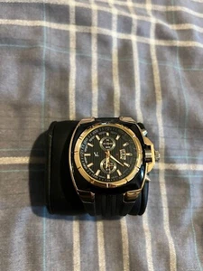 Dinner/Dress watch Black And gold with silicone strap **NEW** - Picture 1 of 5