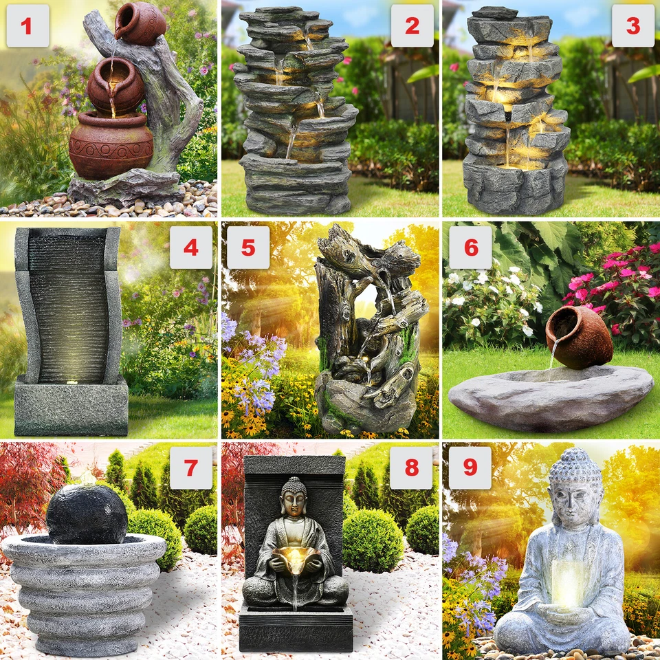 GARTENBRUNNEN ZEN BRUNNEN ZIMMERBRUNNEN SPRINGBRUNNEN KASKADENBRUNNEN LED 230V - Bild 1 von 1