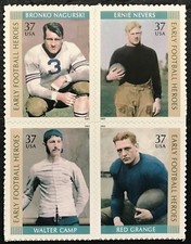 2003 Scott #3808-3811, 37¢, EARLY FOOTBALL HEROES - Mint NH - Block of 4