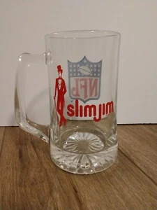 Slim Jim NFL Vintage Retro Heavy Glass 6.75" Beer Mug Stein 1991 Logo Collectors - Picture 1 of 7