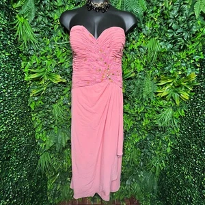 MAY QUEEN Kleid Damen 20 rosa formell Hochzeit trägerlos Perlen Plisseekleid 1088 - Bild 1 von 7