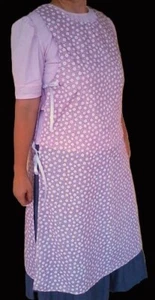 Ladies pinafore apron full long red gingham white poly cotton floral 1X 22 24 - Picture 1 of 1