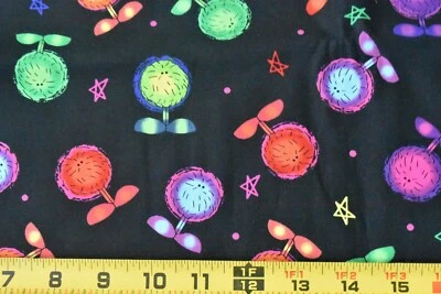 15" Long, Colorful Monsters in the Closet on Black Quilt Cotton/RJR/Marsh,P6436 - Image 1 of 4