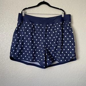 Lands End Plus Sz 22W Blue Polk DotsQuick Dry Board Swim Shorts Cover Up Pocket - Picture 1 of 11