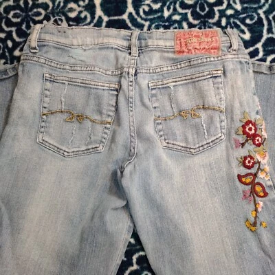 Vintage Tyte Jeans Bootcut Distressed Pants Embroidered Floral Flared Size 11 - Image 1 of 4