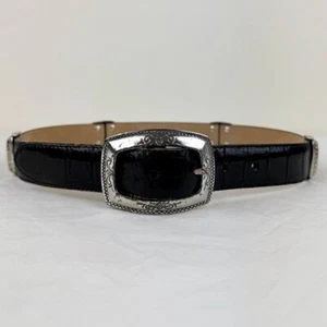 Brighton Black & Brown Alligator Embossed Belt - Picture 1 of 9