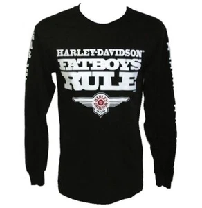 CAMISETA HARLEY DAVIDSON FATBOYS REGLA NEGRA MANGA LARGA CAMISETA HD MOTO - Imagen 1 de 3