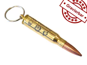 Schlüsselanhänger original Patrone .308 Win Messing - mit Lasergravur - Bild 1 von 5
