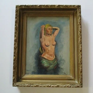 ANCIENNE FEMME NUE VINTAGE JOLIE FEMME MODÈLE PEINTURE HUILE CADRE ORNÉ WESTON - Photo 1/7