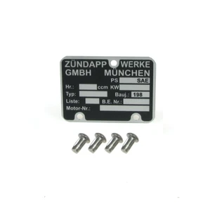 Typenschild + Kerbnagel für Zündapp TS R50 RS50 ZL25 ZX25 ZE40 Bj. 198x - Bild 1 von 1