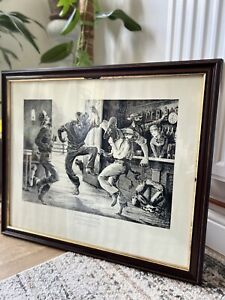 Large Antique Framed Print - Knocking Down his Cheque Samuel Calvert Australia