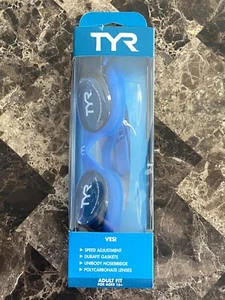 TYR ADULT FIT VESI SMOKE / BLUE SWIM GOGGLES (New In Package) - Picture 1 of 5