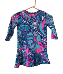Lilly Pulitzer Kids Girl's Kim Terry Dress Multi Sea Jewels Blue Pink M 6/7 - Picture 1 of 9