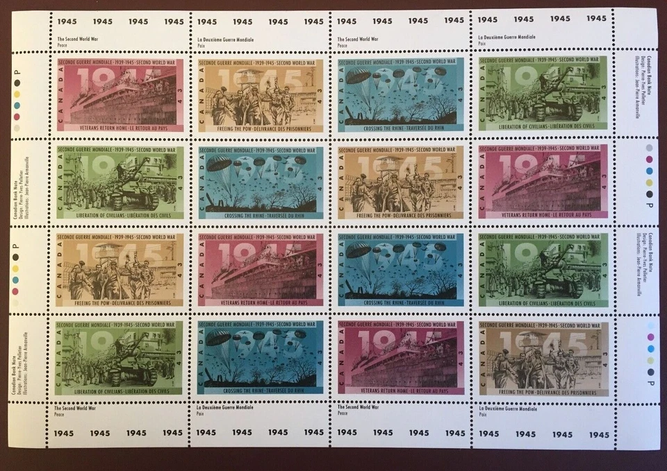 CANADA  1544a (1541 to 1544) WORLD WAR II YEAR OF 1945 WWII,  SHEET VF MINT  NH - Image 1 of 1
