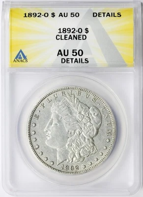 Dólar Morgan 1892-O $1 ANACS AU50 detalles limpios Foto 1 de 4