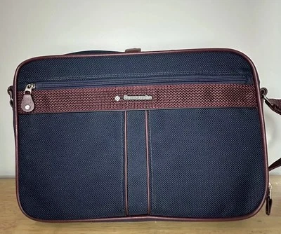 Vintage Samsonite Silhouette 1987 Navy Expandable Carryon Shoulder Strap Pockets - Image 1 of 4