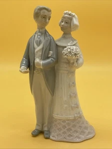 Lladro Vintage Hochzeit "Braut & Bräutigam #4808 Tortenaufleger Figur ZURÜCKGENOMMEN - Bild 1 von 5