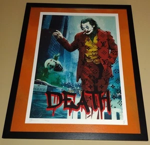 DEATH NYC ltd ed LG framed signed street art print 45x32cm Joker Joaquin Phoenix - Picture 1 of 2