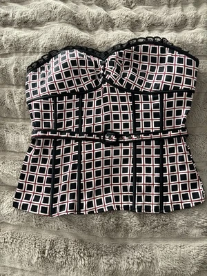 Bebe  Logo Silk Corset Top Bustier  Size L Lace Up Coquette Sexy - Image 1 of 4