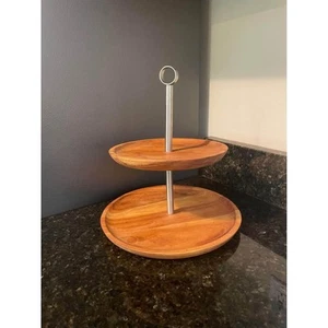 Zassenhaus 2 Tier Acacia Wood Cupcake Stand Serving Tray - Picture 1 of 4