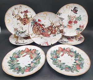 7- Williams Sonoma Twas the Night Before Christmas Salad/Appi Plates "BEAUTIFUL" - Picture 1 of 24