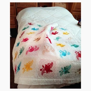 Trapunta coperta ricamata fatta a mano cimelio matrimonio baby shower regalo personale - Foto 1 di 9