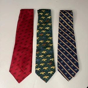 Lote de 3 corbatas de seda Keeneland para carreras de caballos ecuestres - Imagen 1 de 7