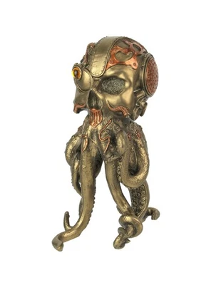 Bronce Cobre Acabado Steampunk Cráneo Humano Pulpo Fantasía Estatua de Mesa Foto 1 de 4