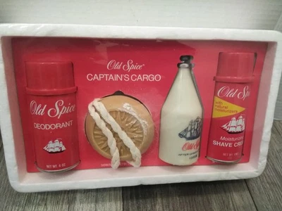VTG SHULTON Old Spice Captain's CARGO 4PC SET, DEODORANT, SOAP, A.SHAVE, S.CREAM - Image 1 of 4
