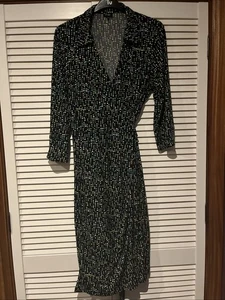 Hobbs 16 Wrap Summer Dress Blue Yellow Dots Navy 16 - Picture 1 of 10