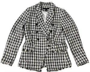 WHITE HOUSE BLACK MARKET WHBM HOUNDSTOOTH STUDIO DOUBLE BREASTED BLAZER JACKET 2 - Picture 1 of 21