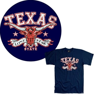 Camiseta Texas Calavera de Vaquero Cuerno Largo Estier Oeste y País *3120 azul marino - Imagen 1 de 3