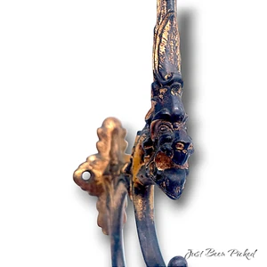 Vintage Metallguss Hut Doppel Kleiderhaken Gesicht Löwe Figural - Bild 1 von 3