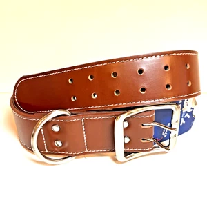 BIG LEATHER Dog Collar 2” Wide Brown XXL- XXXL 27-32" YOULY Classic Style NWT - Bild 1 von 7