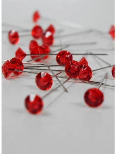 Floral Corsage / Boutonniere Diamante Pins 2" Red Crystal pk/100