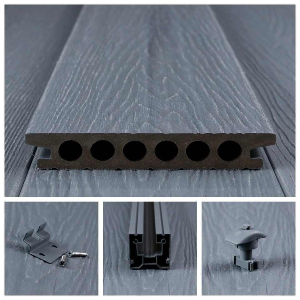 WPC Terrassendielen 2.Generation Kratzfestigkeit Diele Aluminium System, Muster - Bild 1 von 4