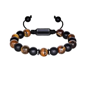 Handmade Hematite Bracelets 8MM Tiger Eye Triple Protection Adjustable Bracelcet - Picture 1 of 31