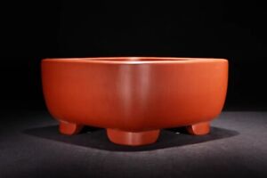 9.45in Chinese Refine Zisha Exquisite Handmade Square Potted Bonsai Plant Pot